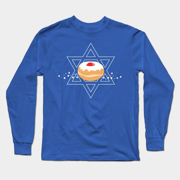 Hanukkah Jelly Donut WPH MEDIA Long Sleeve T-Shirt by WPHmedia